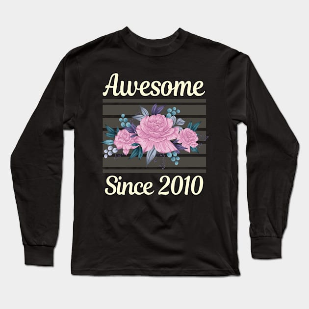 Violet Flowers 2010 Long Sleeve T-Shirt by lainetexterbxe49